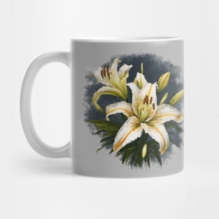 Artistic White Lilies Vector Design Mug